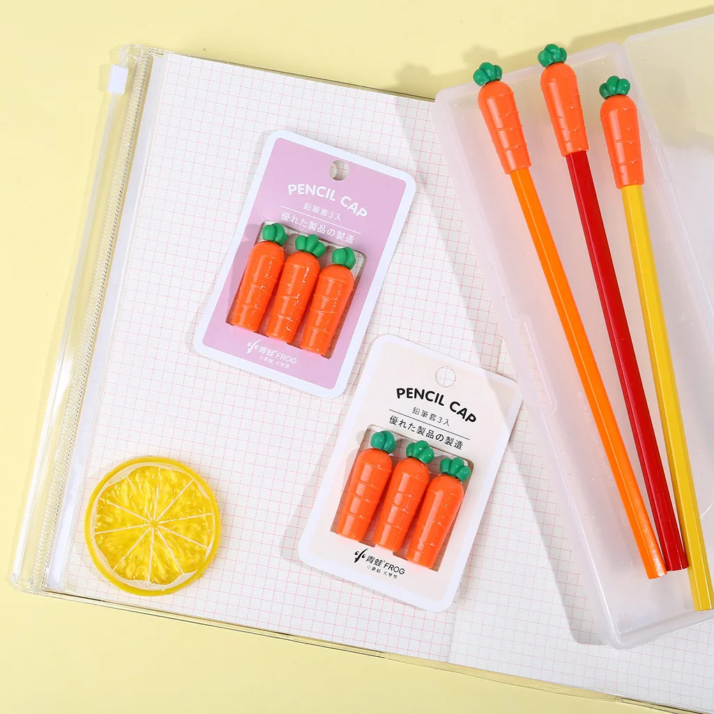 carrot Pencil Pencil Cap Cartoon Extender Set Office Stationery