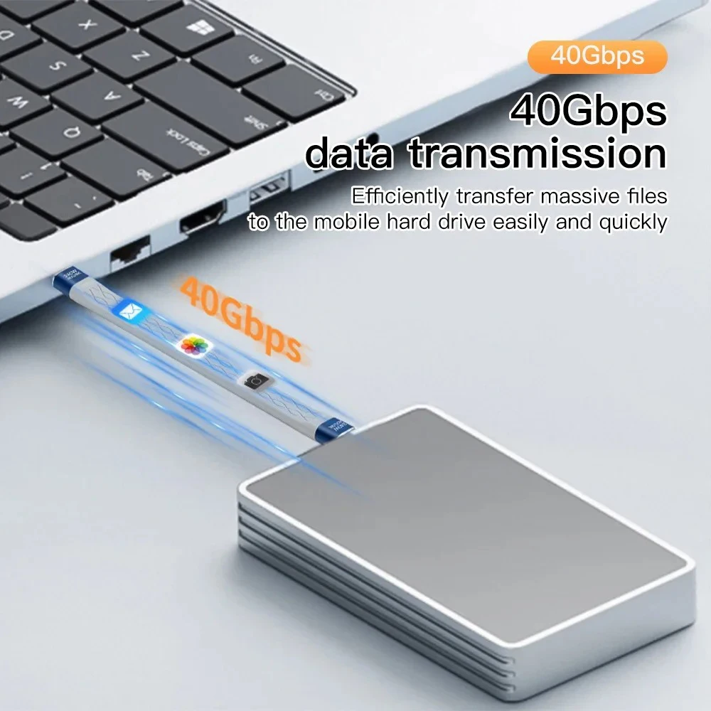 240W 40Gbps USB C to C Short Cable 8K Flat Slim FPC Fast Charging Data Transfer Extension Cord For MacBook iPad Pro Type C Cable