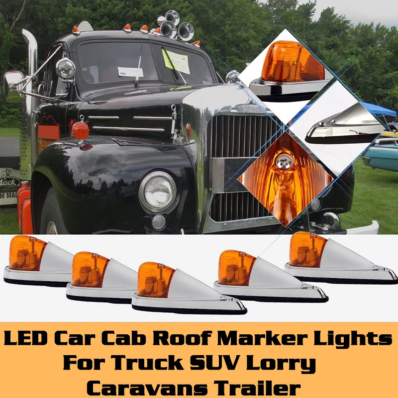 5x Clear/Amber 17 LED Torpedo Cab Marker Roof Light For Peterbilt Kenworth Mack - La Paz County - Foto 11