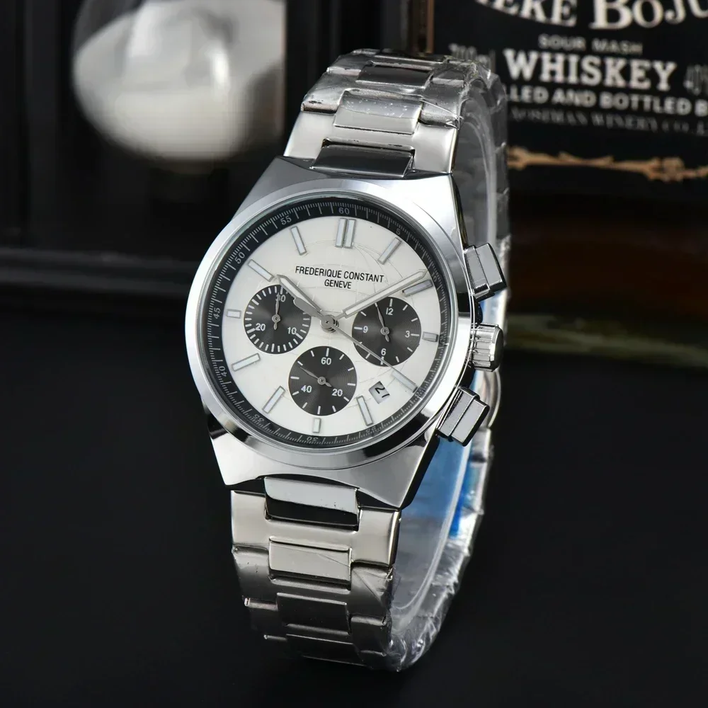 

2024 New Watches For Men Chronograph Work 6-Hands Quartz Steel Strap Daily Waterproof Frederique Constant Clocks Free Shipping