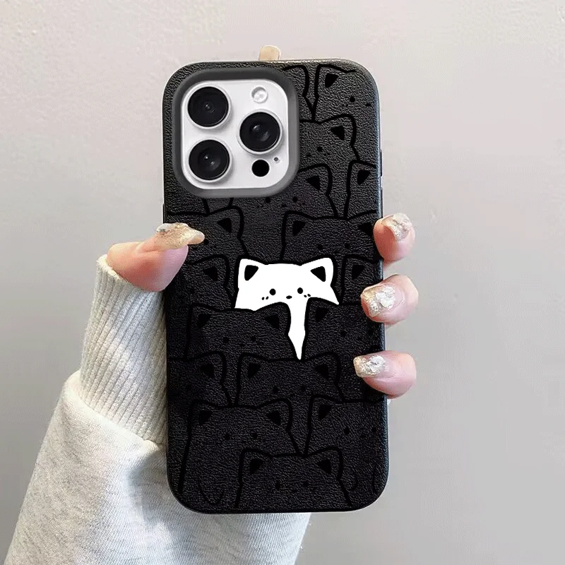 Cute Bear Soft Matte PU Leather Couple Case - Elegant and Protective Cover