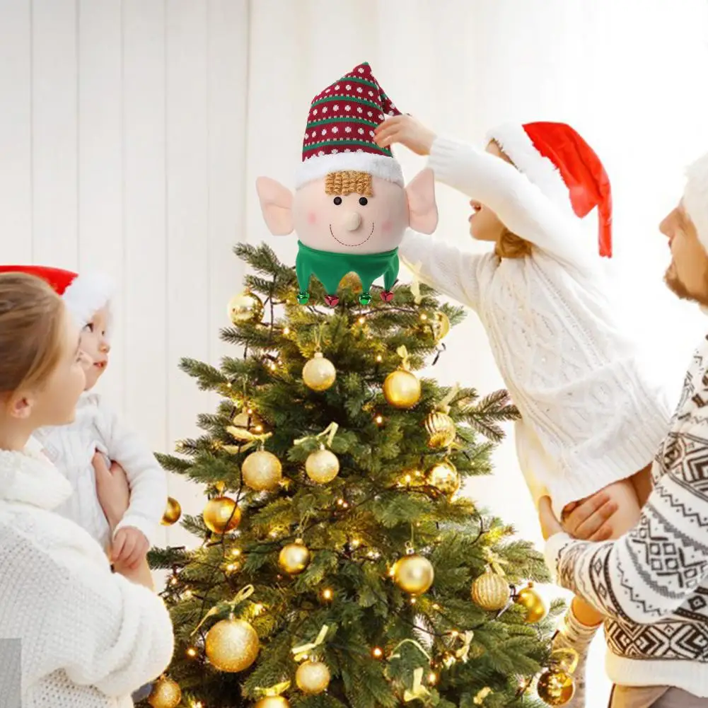 

Good Luck Christmas Decoration Elf Tree Topper Handmade Knitted Elf Doll Soft Reusable Xmas Tree Topper Holiday for Party