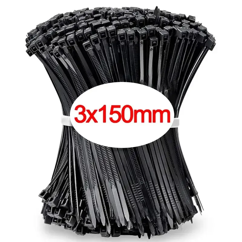 100 PCS Self-locking Plastic Nylon Tie Black Fastening Strap Cable-Tie-Set Cable Zip Tie Fastening Ring Zip Wraps Strap Tie image 10
