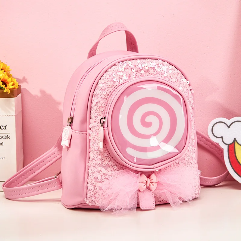 

2023 удобный дорожный рюкзак для девочек с милыми блестками и леденцами, необычная светодиодная сумка для книг, детская школьная сумка принцессы для малышей с мультипликационным рисунком