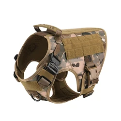 Tactical Large Dog Training Vest and Harness for Hunting and Outdoor Activities (Camouflage)