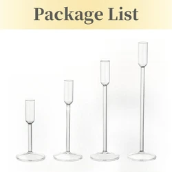 Nordic Minimalist Clear Glass Candle Holder - Elegant Table Decor for Candlelight Dinners and Parties (4PCS Clear)