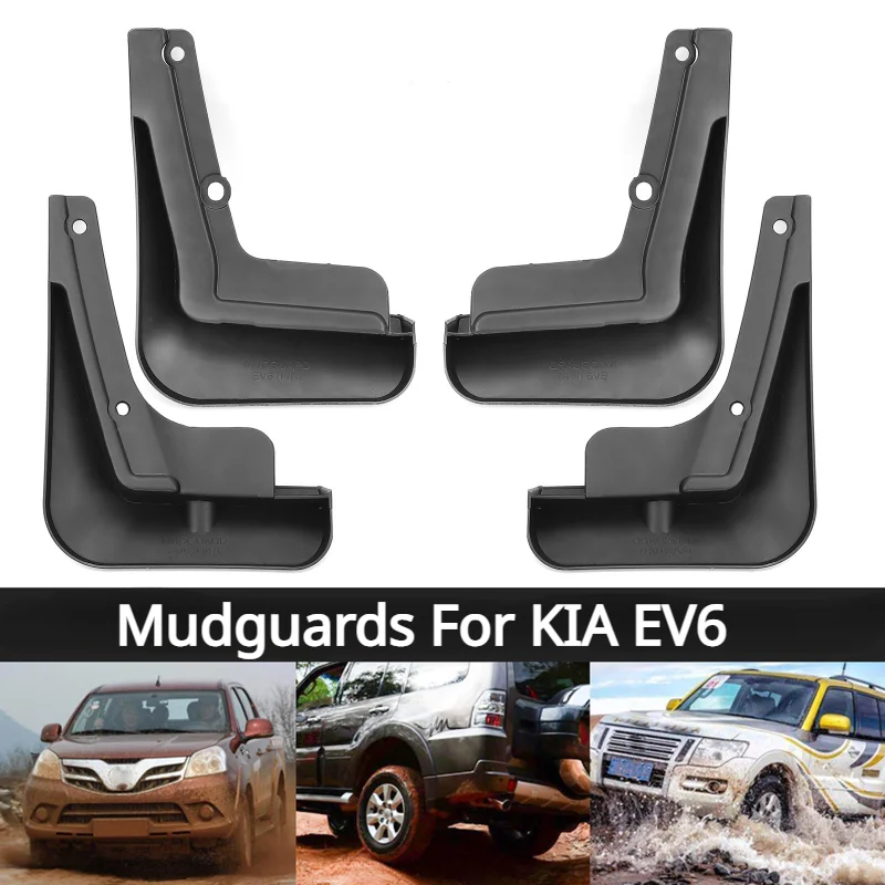 For Kia Ev6 Gt Mudguards 4Pcs Mud Flaps Splash Protective Guards Front Rear Wheels Fender Auto Exterior Accessories Black 2023