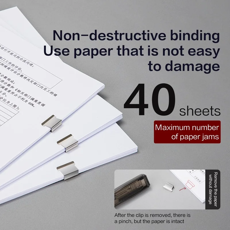 Staple Metal Clip Push Hand Paper Clipper with Refill Fixing Organizing Stapler Reusable Push Clamp for Document File Stationery push stapler hand stapler metal stapler