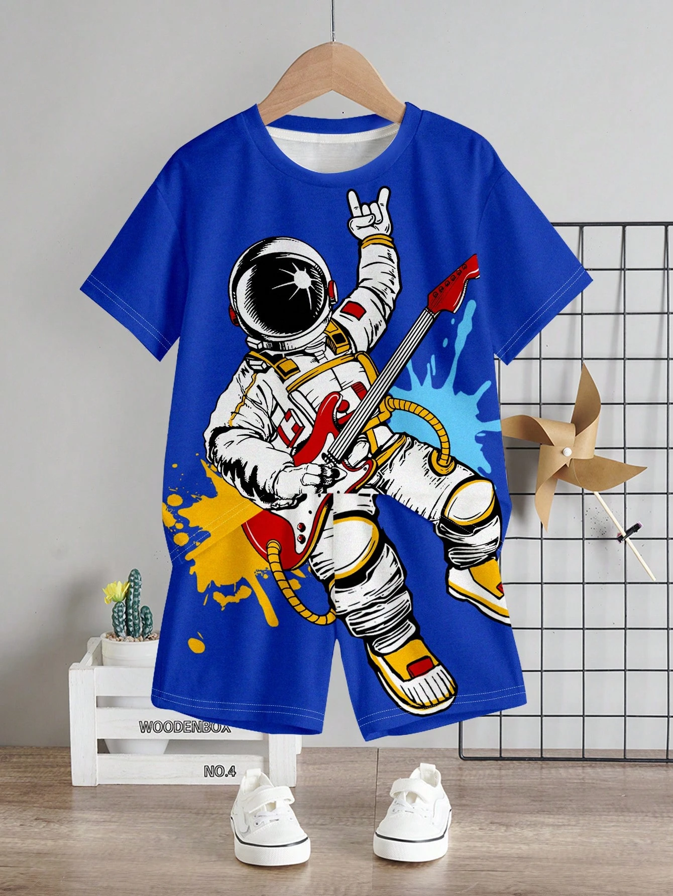 Boys Clothing Set Summer Little Boy Cartoon Print Short-sleeved T-shirt and Shorts