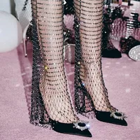 2025 Bow Rhinestone High Heels Sunflower Silk Pointed Party Sandals For Women Wedding Shoes - Image 6