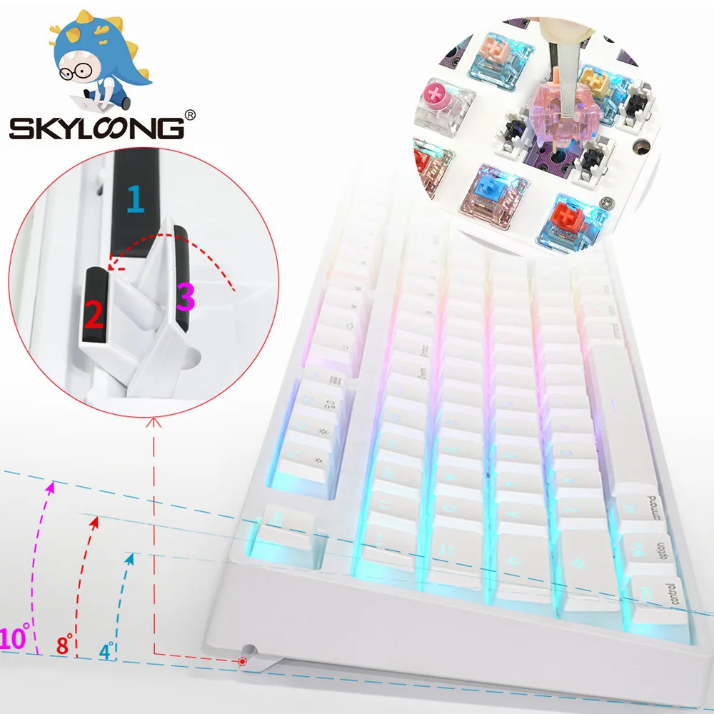 

SKYLOONG GK108 Mechanical Keyboard Hot Swappable Gateron 3PIN 5PINS Switch PBT RGB Backlit WIN MAC Programmable Gaming Keyboards