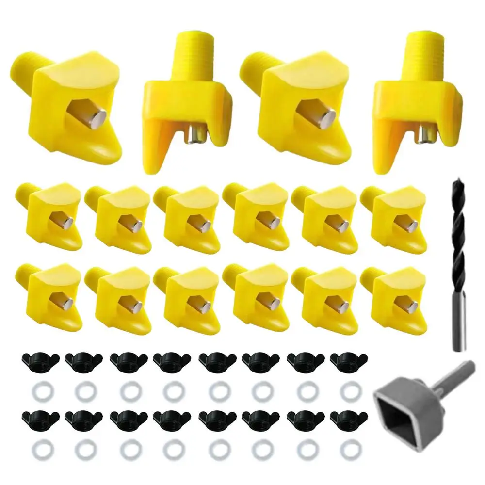 Chicken Water Nipples 16pcs Horizontal Side Mount Poultry Nipples Drinker Waterer No Leakage Chicken Water Feeder With Drill Bit