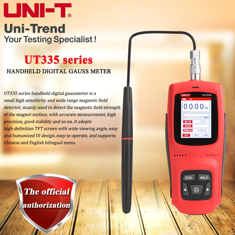 UNI-T Handheld Digital Gauss Meter UT335A/UT335B/UT335C Measurement Range 0-30kGs / 0-3000mT Chinese and English adjustable
