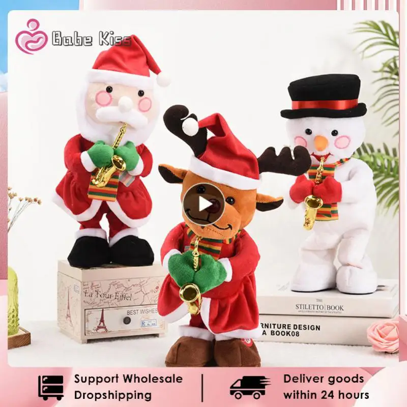 Christmas Electric Plush Toys 44x17cm Singing Dancing Funny Creative Christmas Decoration Plush Doll Gifts For Kids Twisting Elk