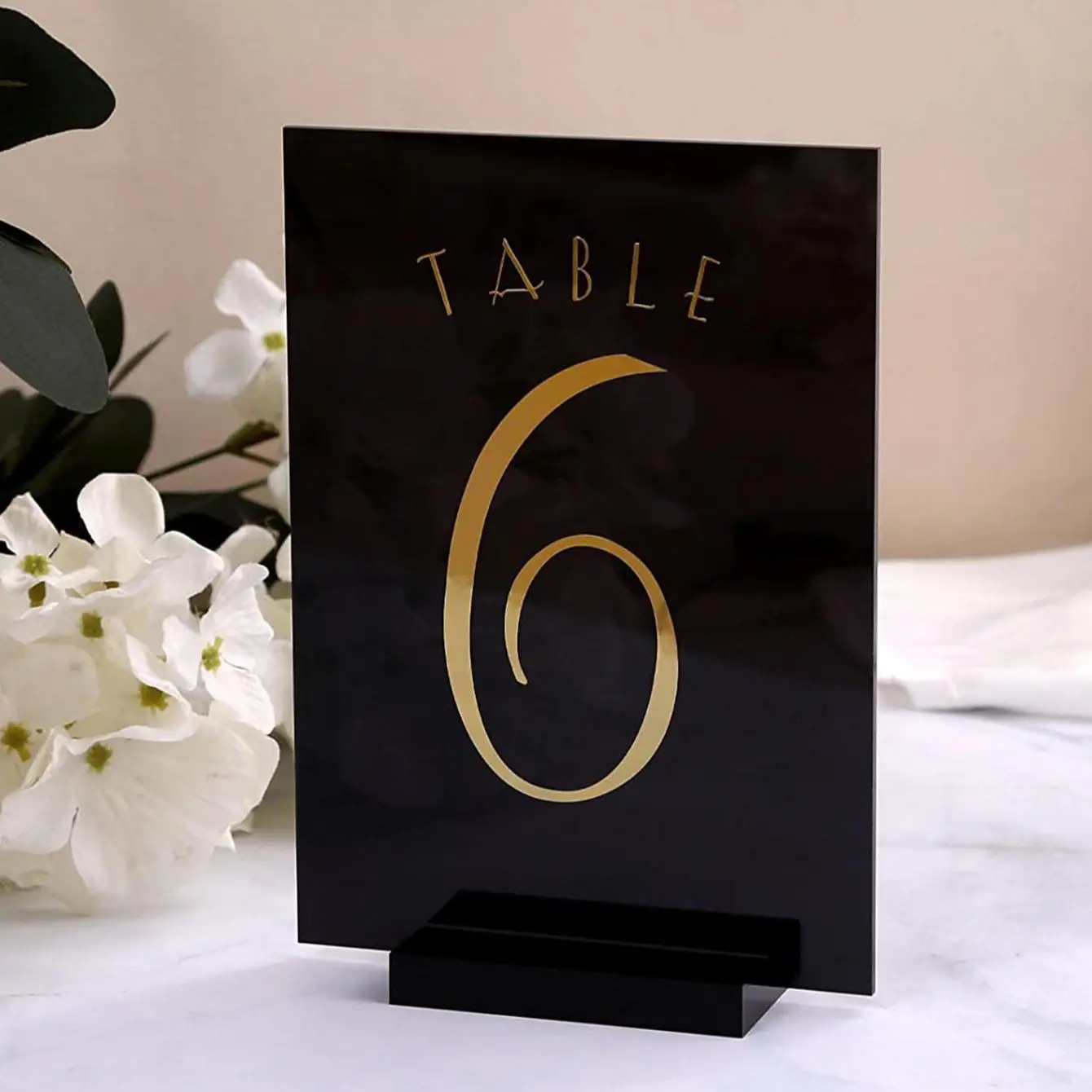 10Pcs PMMA Party Signs, DIY Acrylic Board With Black Base,Suitable For Parties, Desk Display Rack Labels