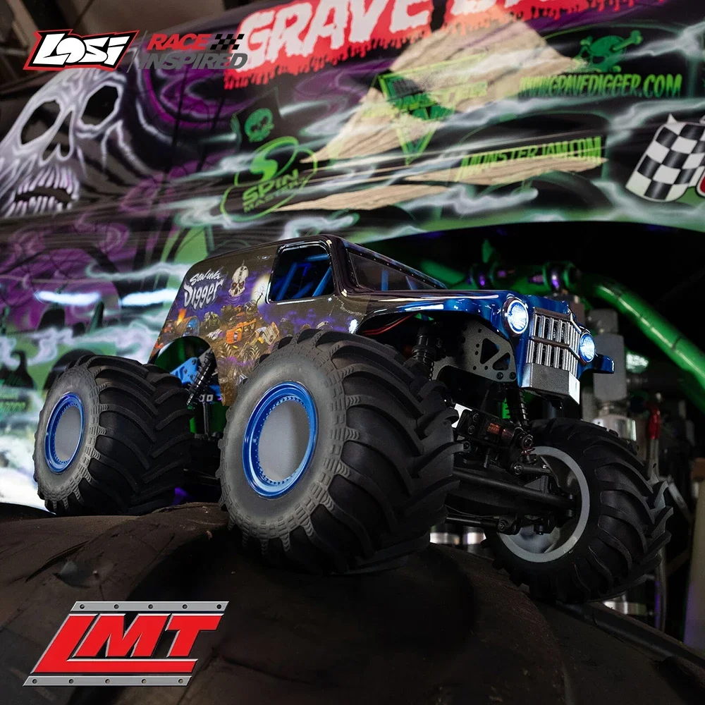 LOSI LMT Grave Digger Son-uva Digger 4X4 Solid Axle Monster Truck RTR 1/8 RC Electric Remote Control Model Car Aldult Kids Toys 5
