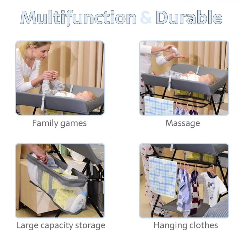 LazyChild Baby Crib Diaper Changing Table Liftable Baby Care Table Multi-Function Newborn Care Foldable Cot New