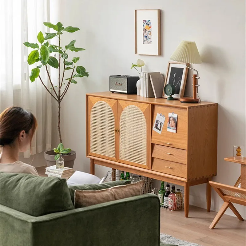 Japanese Solid Wood Sideboards Nordic Vestibule Storage Drawers Kitchen Cabinets et Cupboard Furniture Aparador Blanco FYSB
