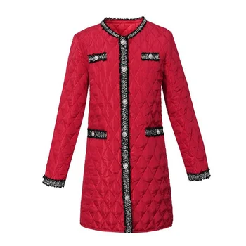 2023 Winter Women's New Korean Loose Cotton-padded Jacket Diamond Lattice Light Down Cotton Female Mid Length Slim Padded Coat - Image 6