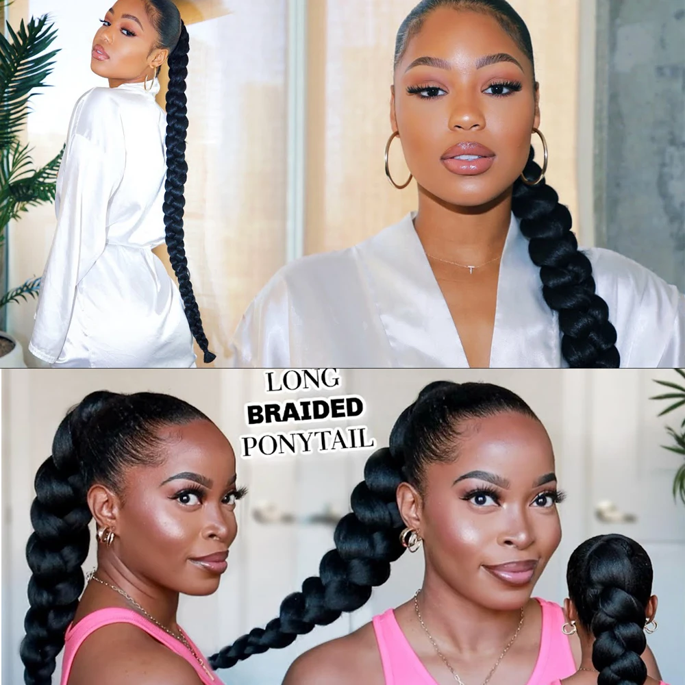 Smooth synthetic ponytail extension 55 cm – Eliocréa