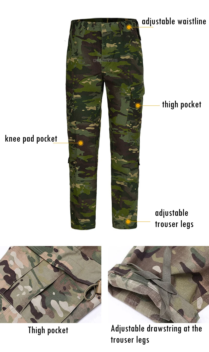 Tactical Camouflage Combat Uniform Set for Men - Shirt & Pants Suit for Airsoft and Hunting