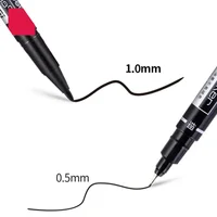 3Pcs High Quality Waterproof Permanent dual Tip 0.5/1.0 mm Nib Black Blue Red Art Marker Pens Student School Office Stationery 2