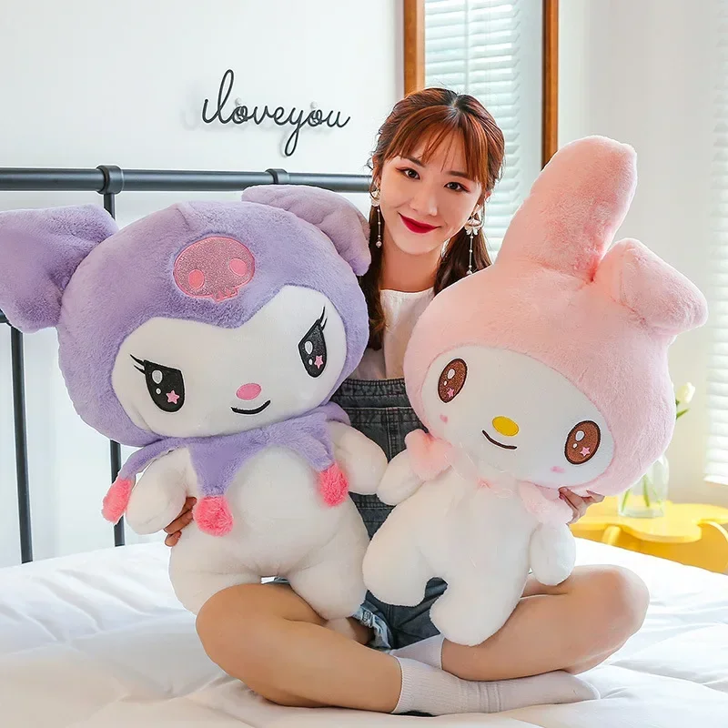 25cm Sanrio Cartoon Kuromi Melody Plush Toy Purple Stuff Standing Doll Girl Birthday Gift Anime Plush Sanrio Merch Kawaii Plush miniso sanrio hello kitty kuromi kawaii waterproof backpack cinnamoroll schoolbag anime travel bag cosplay bag for girl kids