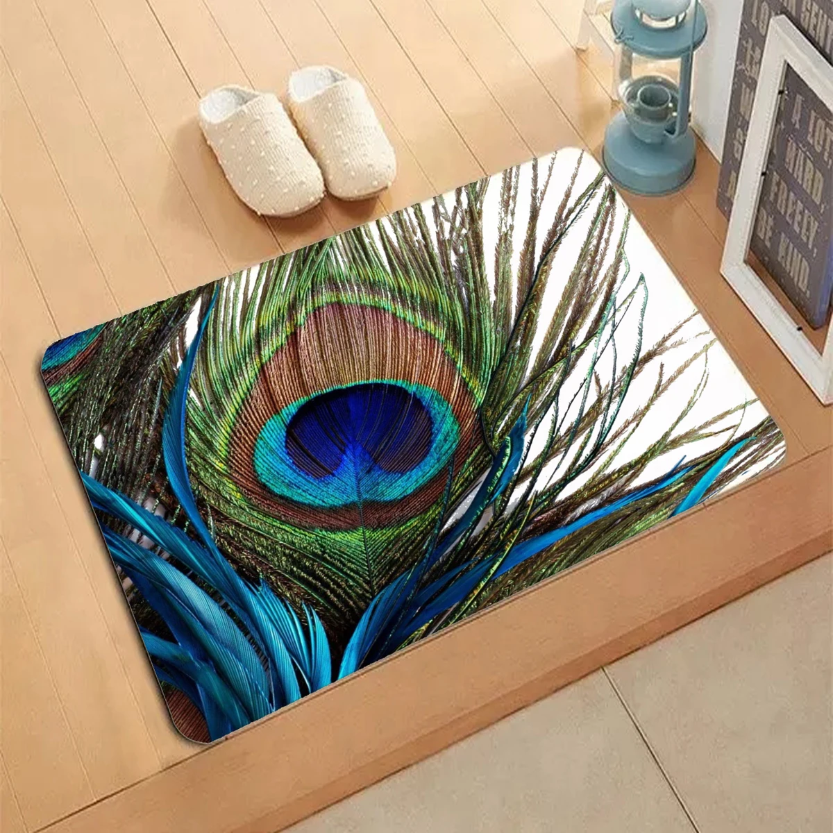 

Peacock Feathers Pattern Carpet Entrance Doormat Non-slip Living Room Kitchen Bedroom Decor Rug Floor Mats Home Decor
