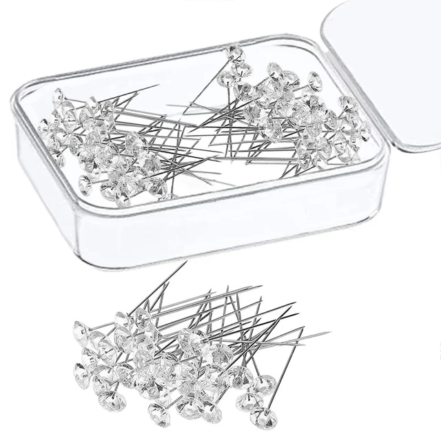 200 Pcs Sparkle Diamond Pins Crystal Head Clear Pins Wedding