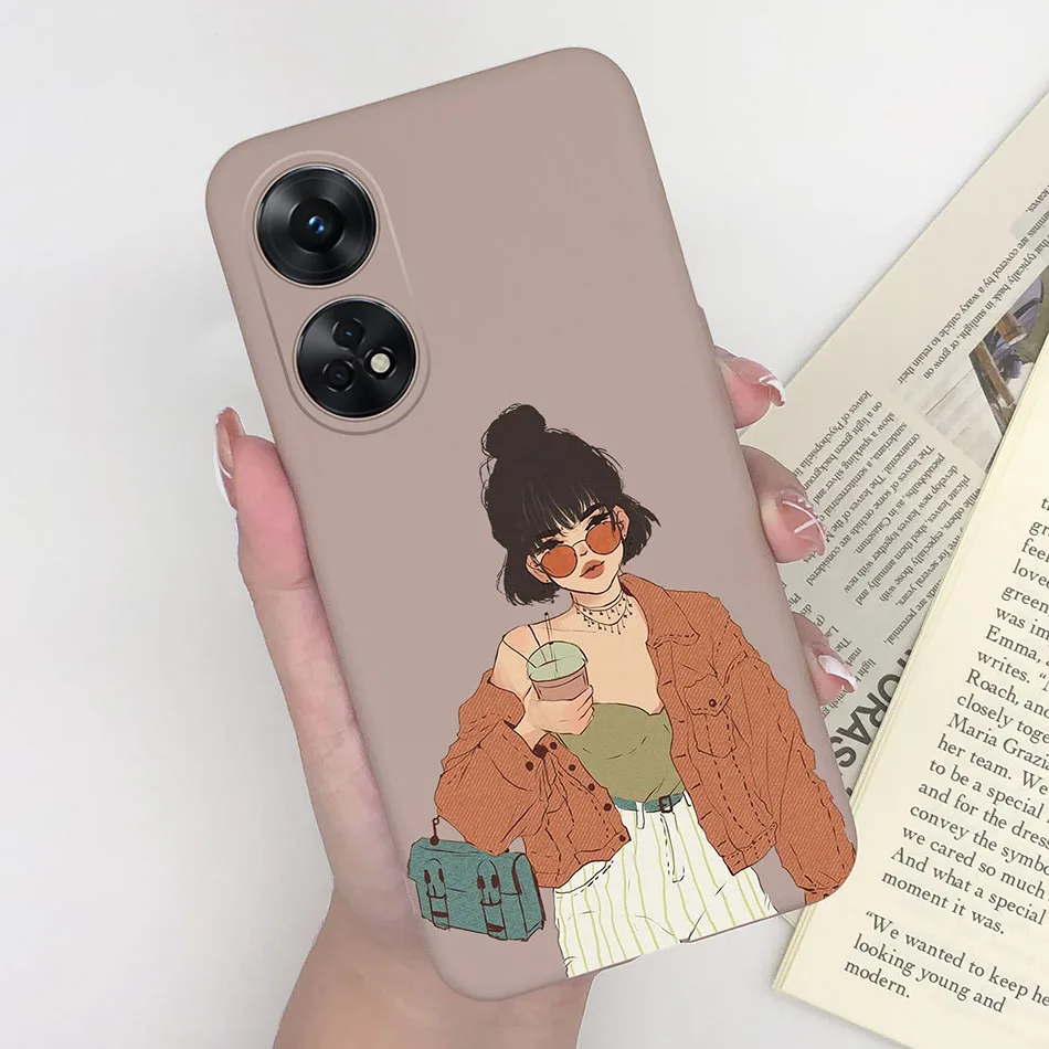 Fashionable Heart & Flower Cat Design Silicone Shockproof Phone Case - Frosted Back Cover