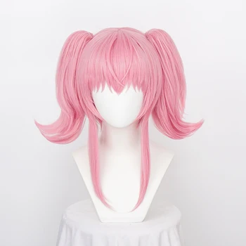 Parrucca cosplay Amu Hinamori Capelli sintetici rosa Amu 2 code di cavallo con chip Anime Shugo Chara