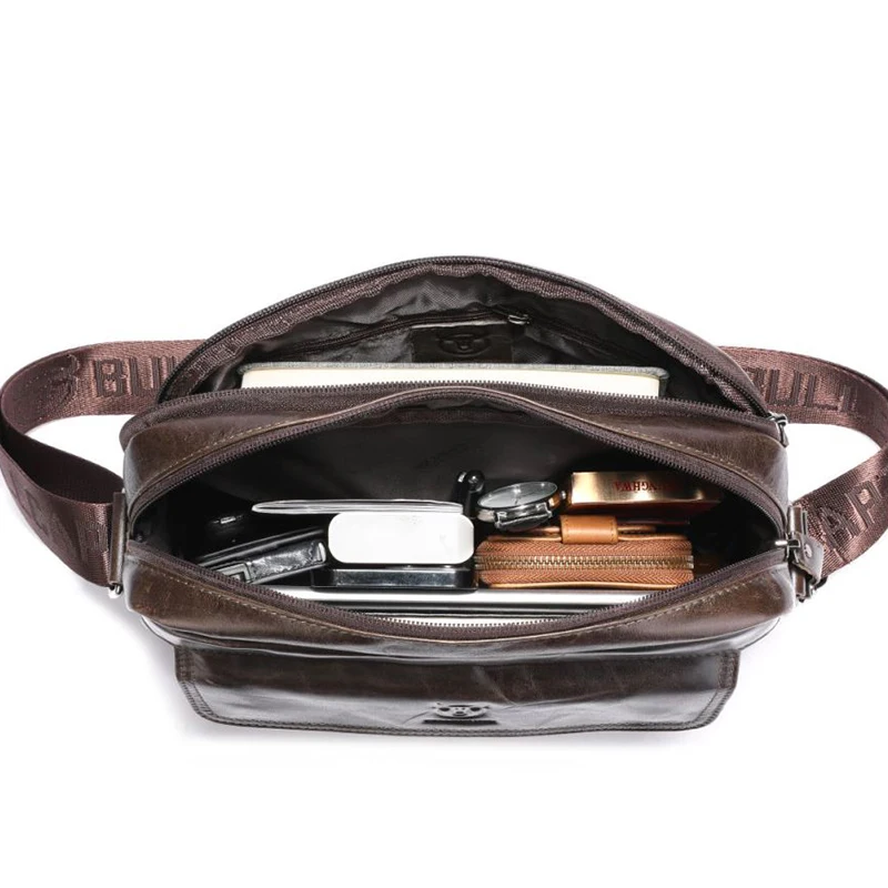 Genuine Leather Men Crossbody Bag Designer Casual Small Messenger Bag Sling Shoulder Bag Male Travel Handbag Large Capacity