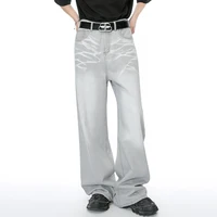 IEFB Straight Male Jeans Vintage Men's Denim Pants Tie-dyed Design Wide Leg Trousers 2024 Spring New Stylish Men Clothing 9C4276 2
