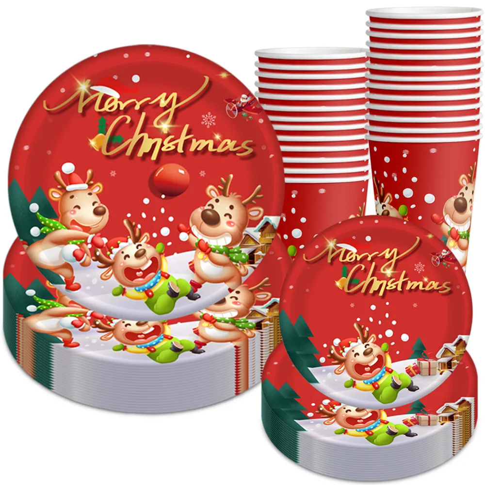 10pcs Halloween Disposable Tableware Sets Christmas Paper Plates Cups Ghost Pumpkin Halloween Party Decorations