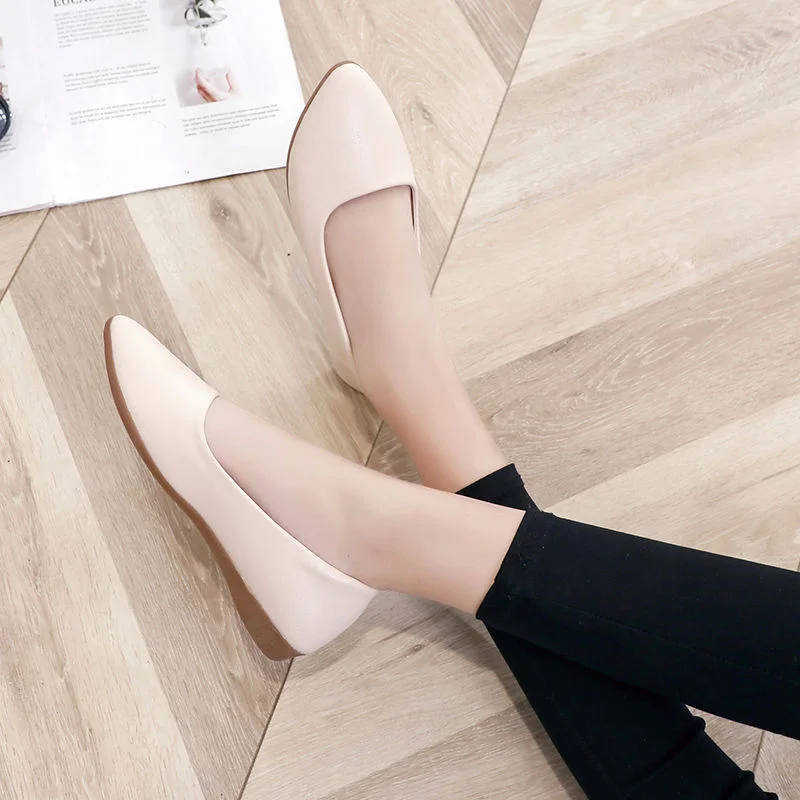 2023 spring new women's single shoes Casual Mary Jane leather shoes Fashion shallow mouth design loafers Large size 35-41