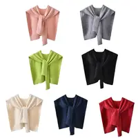 Core Spun Yarn Knitted Shawl Women Colorful Thin Shawl Summer Knotted Fake Collar Scarf 1