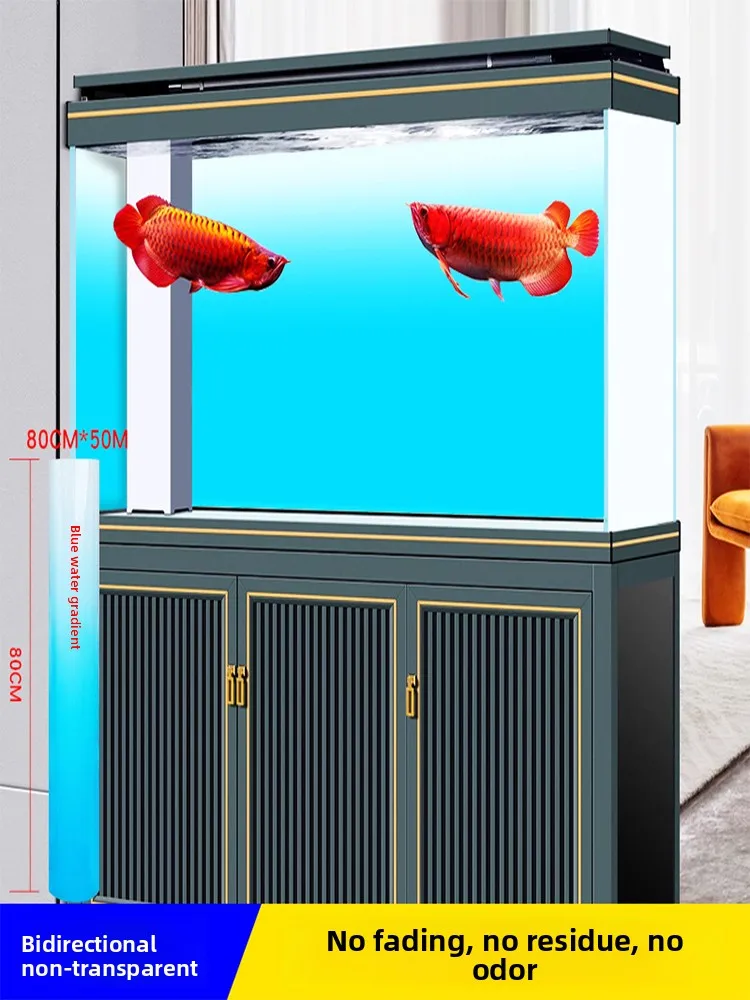 High Defn Blue White adient Aquarium Baund Stier Self Adhesive Waterproof Fi Tank Decorative Wall Paper