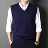 Men's Solid Color Sweater Vest Casual Fashion Warm Top for All Seasons Comfortable Breathable Layering Essential 1