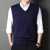 Men's Solid Color Sweater Vest Casual Fashion Warm Top for All Seasons Comfortable Breathable Layering Essential 1