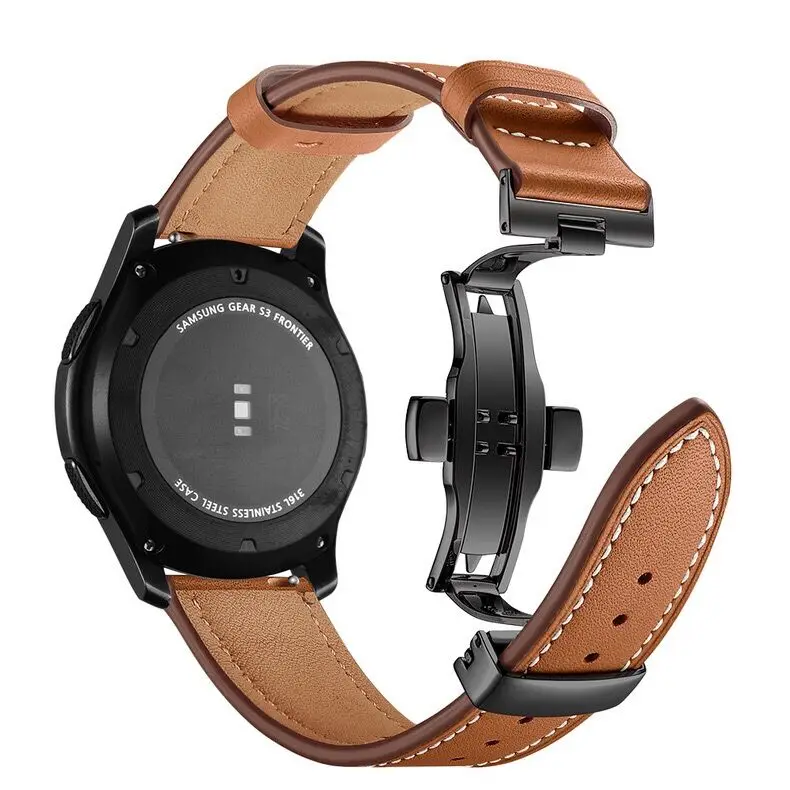 Elegant Leather Adjustable Bracelet Band with Metal Buckle