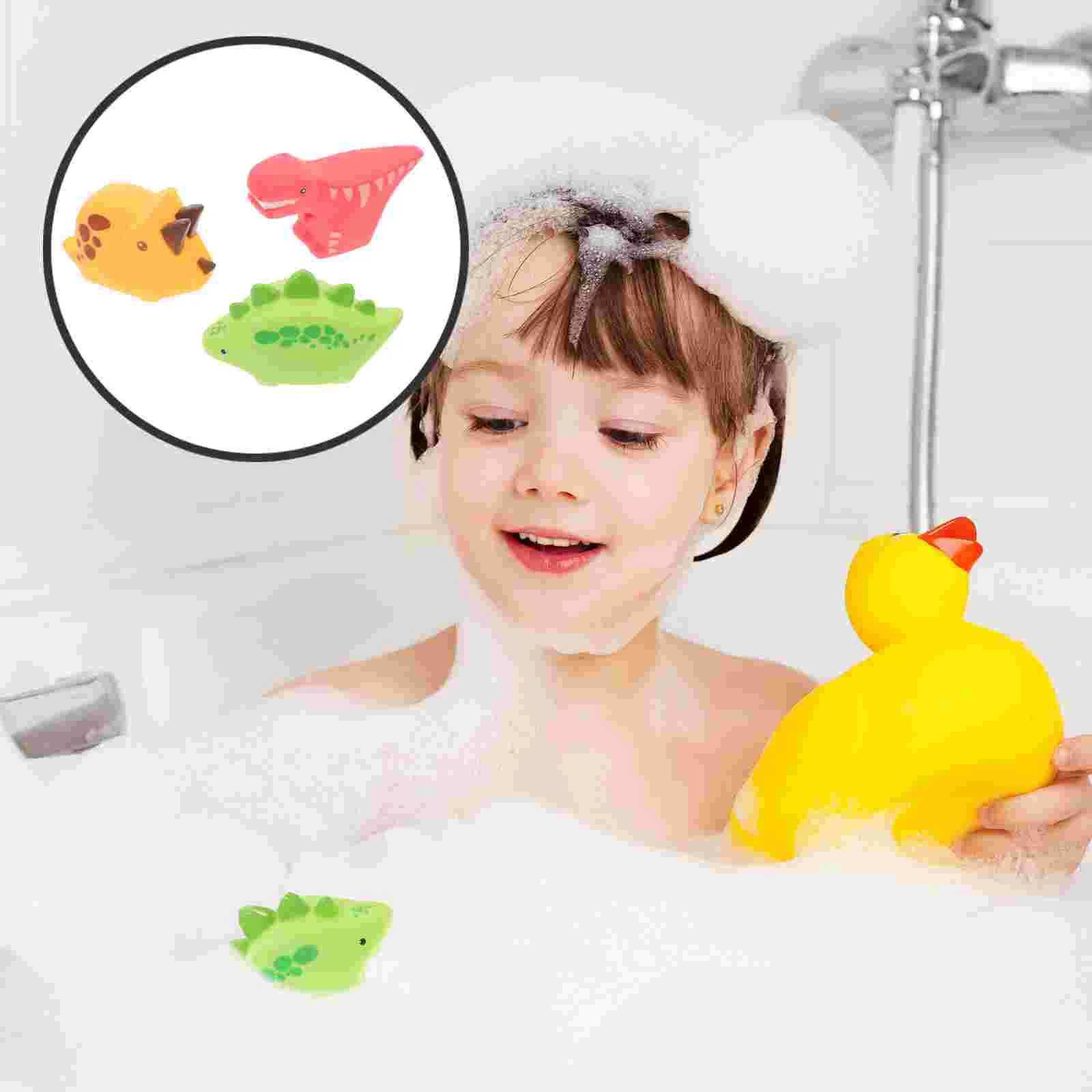 

3 Pcs Baby Bath Toys Bathtub Adorable Dinosaur Lovely Cartoon Plastic Children Accessory