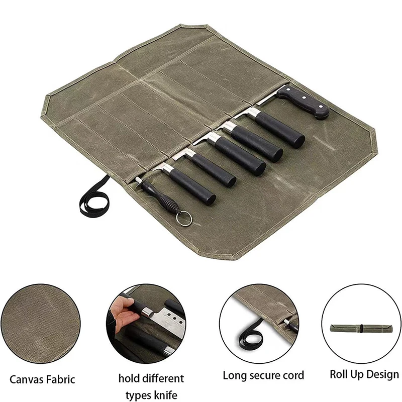 

Уличная портативная Холщовая Сумка для хранения ножей из влажного воска, сумка для шеф-повара, пикника, кемпинга, барбекю, кухни, Портативная сумка для хранения, сумка для шеф-повара