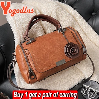 Yogodlns Fashion Flowers Pendant Handbag Women s Boston Bags Large Capacity Shoulder Bag Ladies Crossbody Bag
