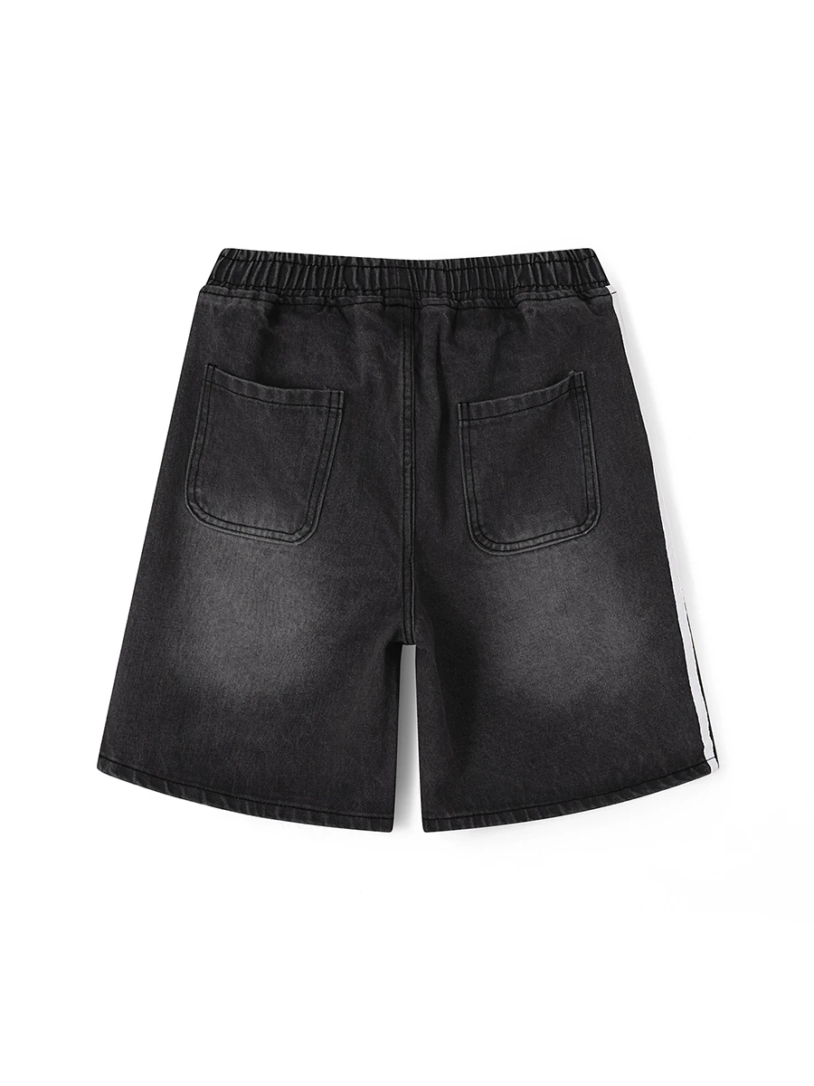 Men s Denim Shorts Elastic Waist Striped Summer Casual Shorts with Pockets - Stylish Streetwear for a Cool Look