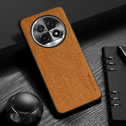 Elegant Leather Wood Grain Phone Case - Simple, Lightweight, Durable Design - Realme 13 Plus (Orange)