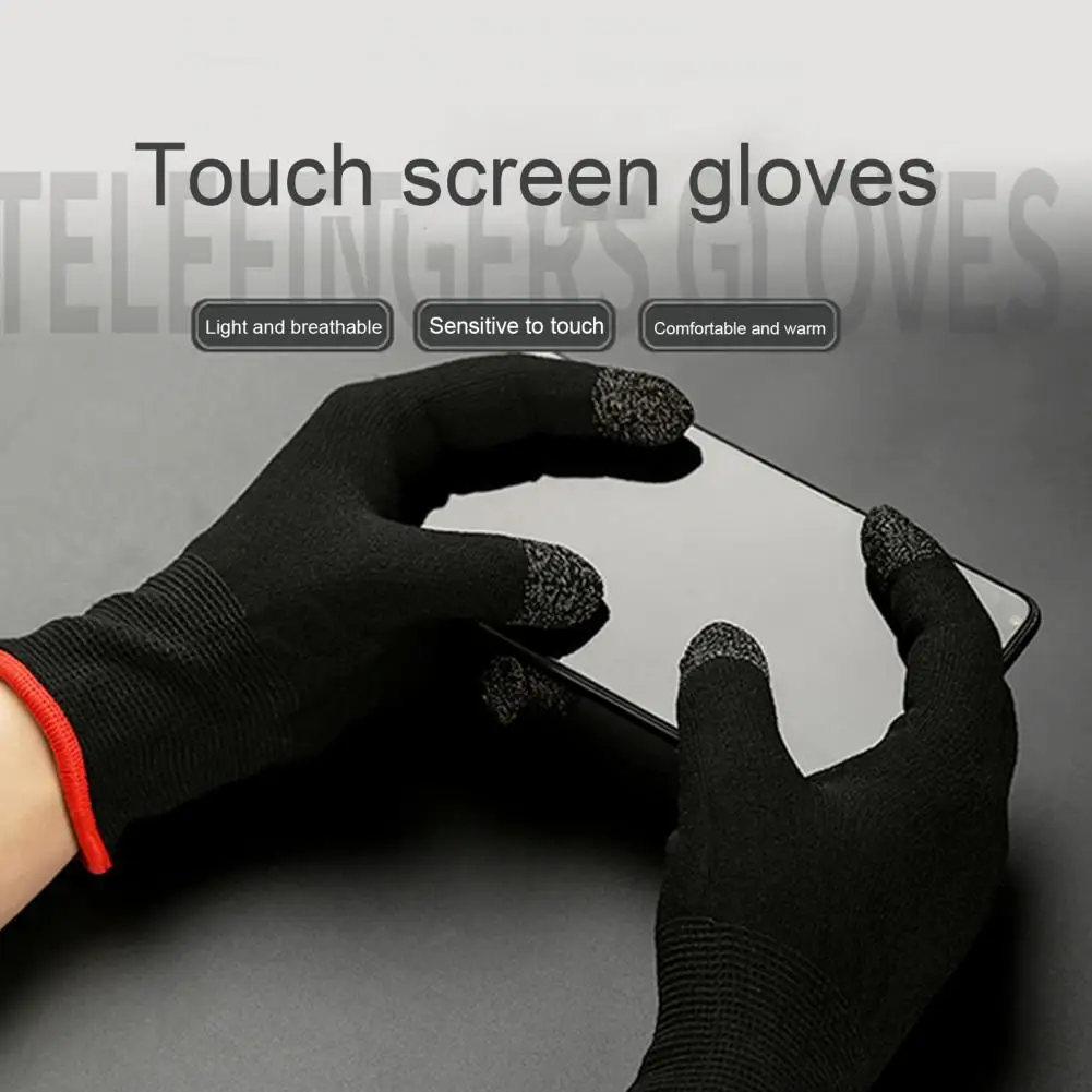 

2Pcs Gaming Touch Screen Gloves Breathable Lightweight Warm Thin Sweat-proof Multifunctional Mobile Game Gloves