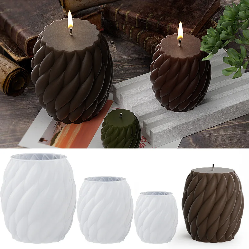 Description Picture 4 of itemRotate Wave Raindrop Column Candle Making Tool Geometric Spiral Cylinder Soap Resin Silicone Mold Multi Size Chocolate Ice Mould