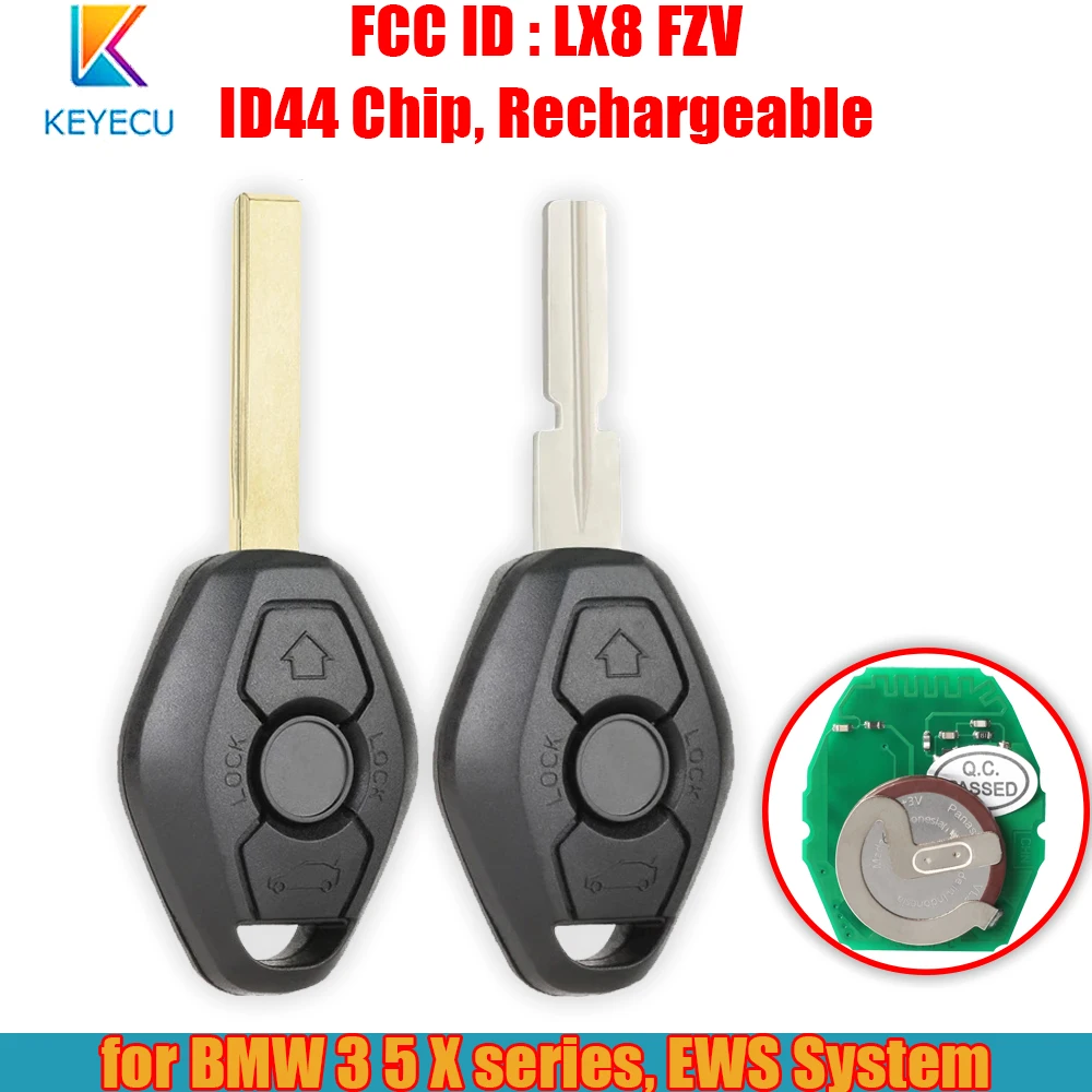 Fcc: Lx8 Fzv Ews System Id44 Chip Remote Key Fob Sostituzione Per Bmw 3 5 X Series - Uncut Hu92 /Hu58 - 315Mhz/433Mhz