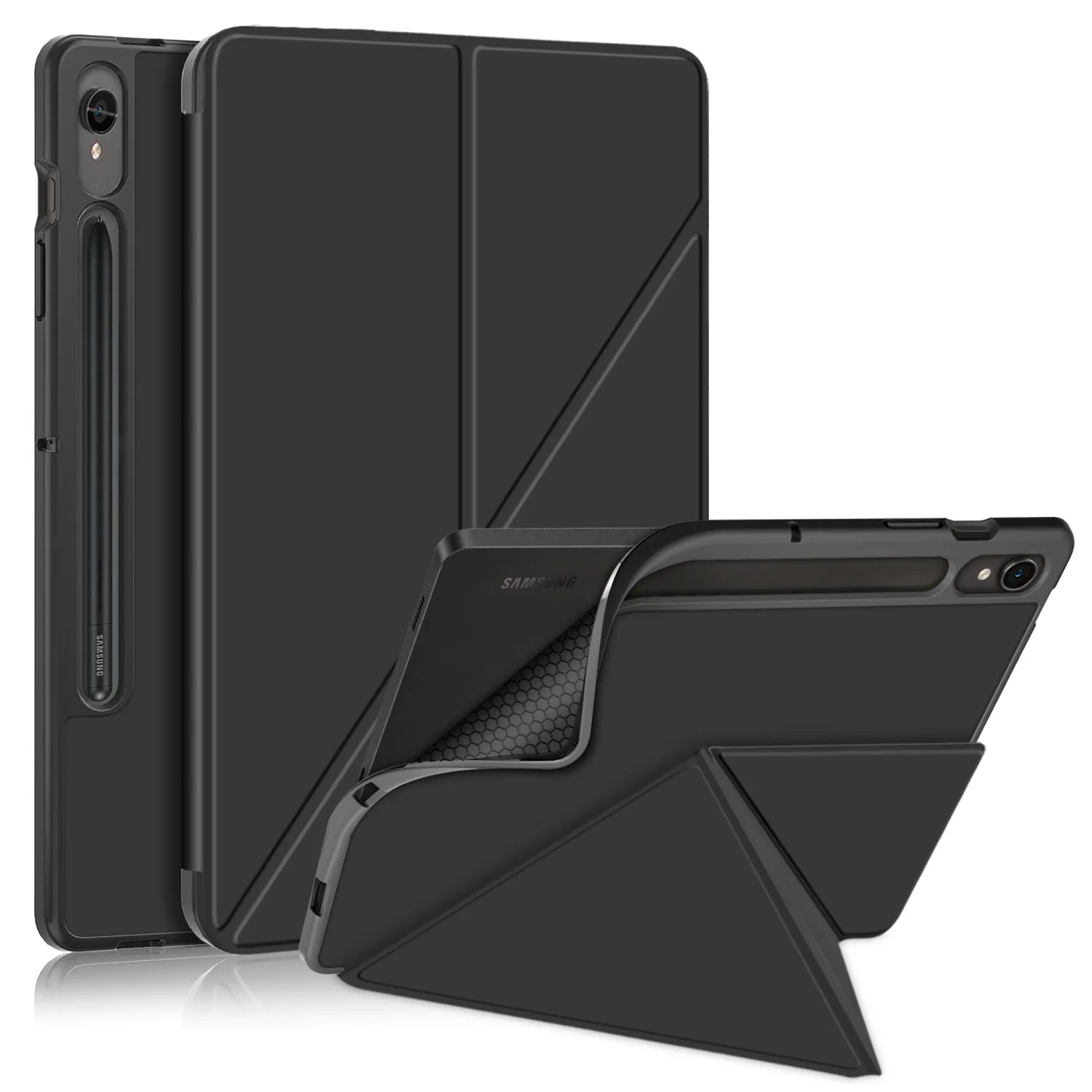 Premium TPU Foldable Stand Case with Pencil Holder for Samsung Galaxy Tablets
