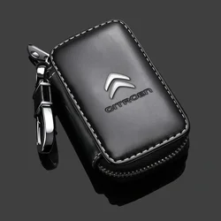 Premium Leather Car Key Holder and Organizer Keychain Bag (Black)